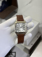 CARTIER SANTOS LEATHER BROWN SILVER PREMIUM LEATHER 862