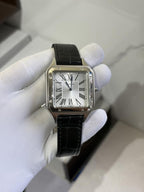 CARTIER SANTOS LEATHER BLACK SILVER PREMIUM LEATHER 864
