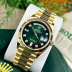 Rolex Oyster Perpetual Day Date Diamond Gold-Green 40 Battery